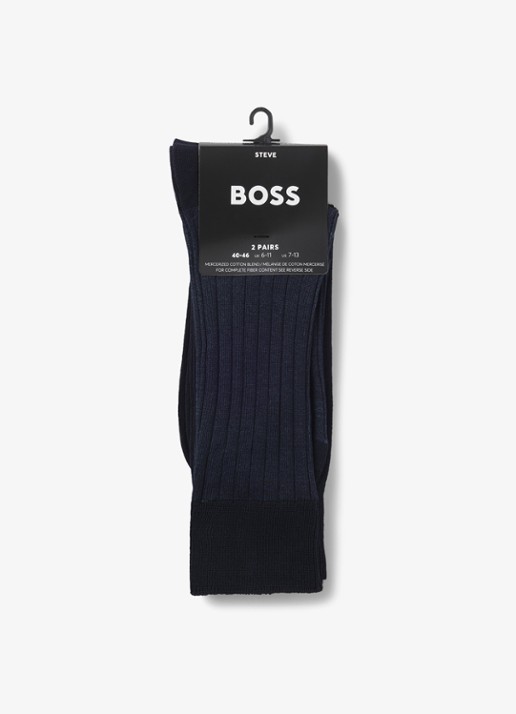 BOSS Heren Sokken met logo in 2-pack in de kleur Dark Blue-401 / Blauw