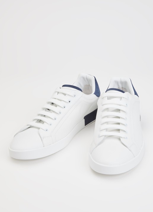 Dolce & Gabbana Heren Portofino sneaker van kalfsleer met logo in de kleur Wit, maat: 40