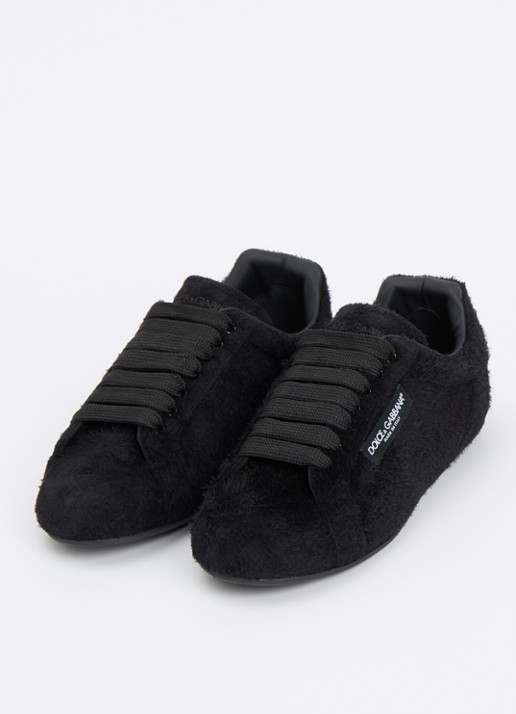 Dolce & Gabbana Heren Portofino Soft sneaker van kalfssuède in de kleur Zwart, maat: 43
