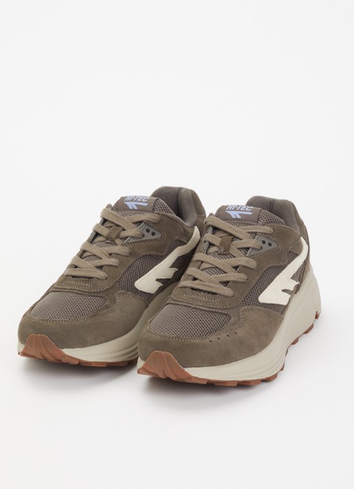 Hi-Tec Heren HTS shadow RGS sneaker van mesh met suède details in de kleur Bronsgroen, maat: 46