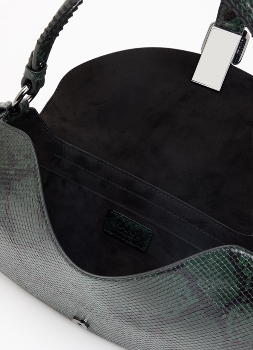 Ganni Dames B-Kat Snake handtas van leer met slangenprint in de kleur Donkerbruin, maat: One Size
