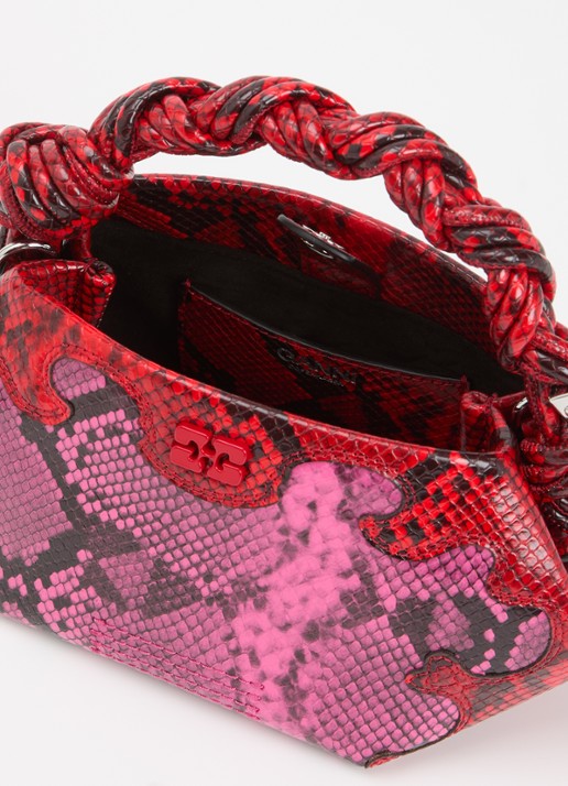 Ganni Dames Bou Mini handtas met slangenprint en afneembare schouderriem in de kleur Fuchsia, maat: One Size