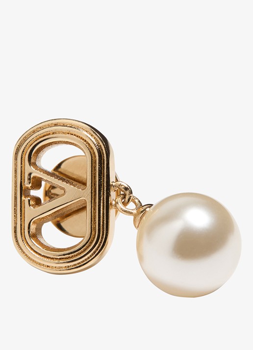 Valentino Garavani Dames Ovalette oorstekers met hanger in de kleur Goud