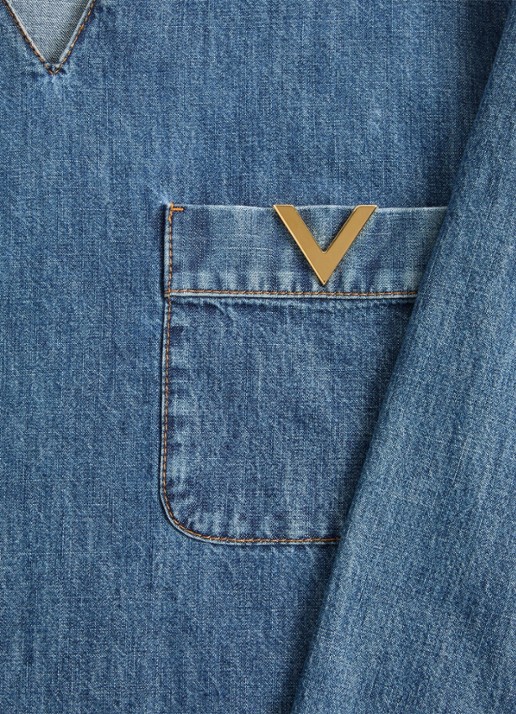 Valentino Garavani Dames Tuniek van chambray met borstzak in de kleur Indigo