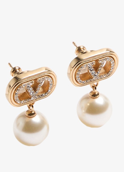 Valentino Garavani Dames Oorstekers met hanger en logo in de kleur Goud