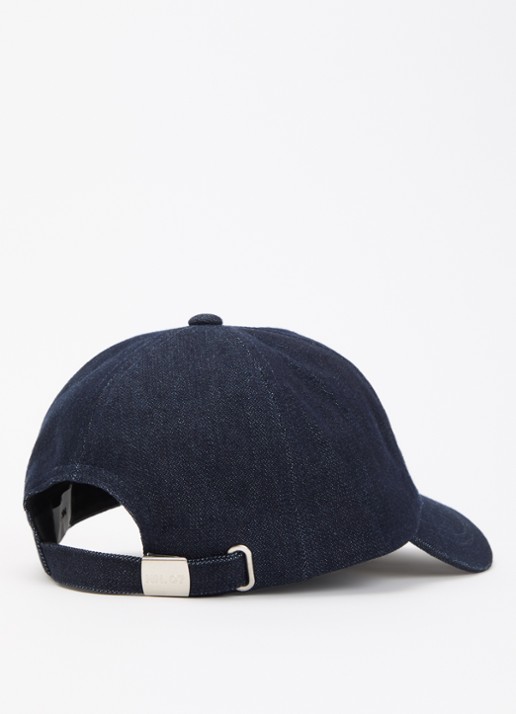 NN.07 Heren Base pet van denim met logoborduring in de kleur Indigo, maat: OS