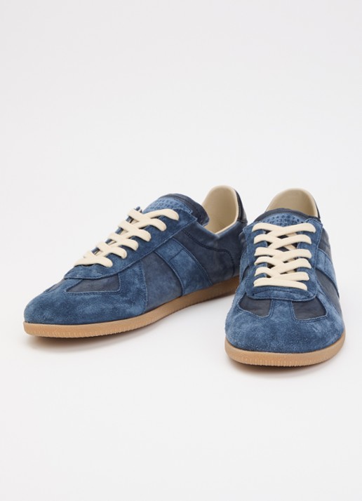 Maison Margiela Heren Replica Soft sneaker van leer met suède details in de kleur Donkerblauw, maat: 45