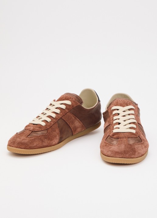 Maison Margiela Heren Replica Soft sneaker van leer met suède details in de kleur Bruin, maat: 42