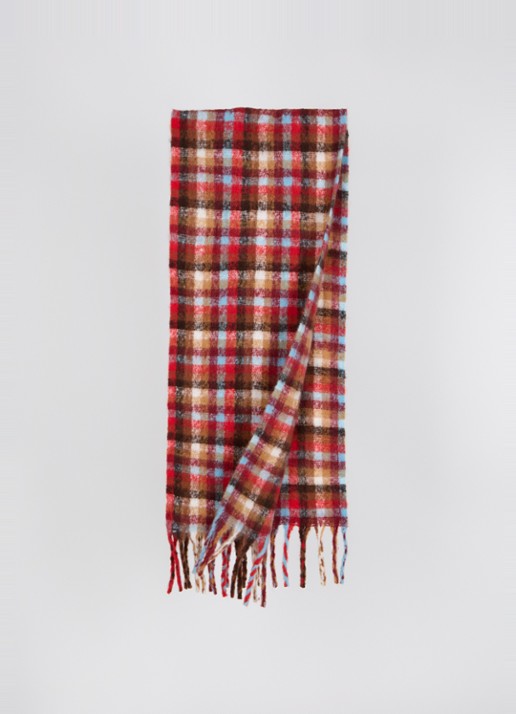 Barts Dames Plaity sjaal met ruitdessin en franjes 200 x 42 cm in de kleur Rood, maat: OS