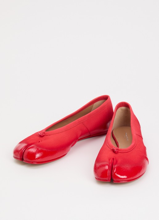 Maison Margiela Dames Tabi ballerina van kalfsleer in de kleur Rood, maat: 38