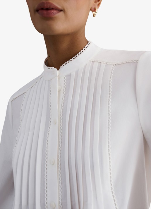 Hobbs Dames Mariette blouse met plooien in de kleur Ivoor