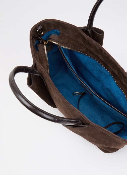 KAAI Dames Mini Horizon handtas van suède met afneembare schouderriem in de kleur Bruin, maat: 1SZ