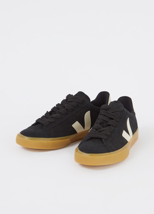 Veja Heren Campo sneaker van suède met leren details in de kleur Zwart, maat: 42