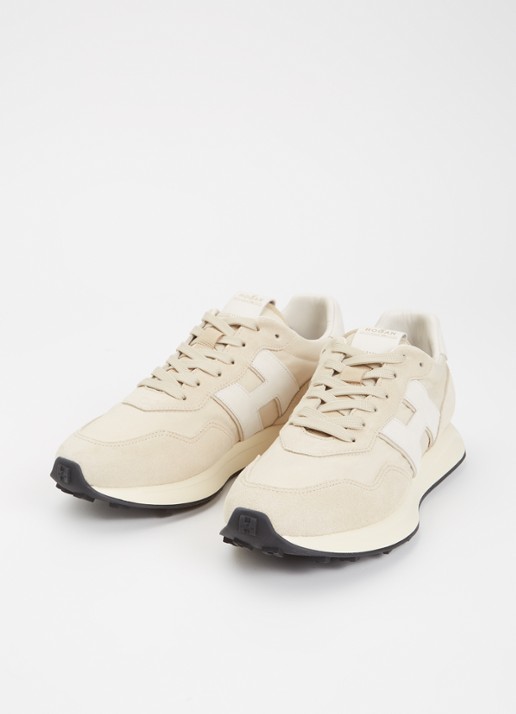 Hogan Heren H601 sneaker met details van suède in de kleur Gebroken wit, maat: 46