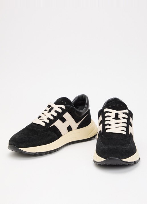 Hogan Heren Hyperlight sneaker van suède met details van leer in de kleur Zwart, maat: 45