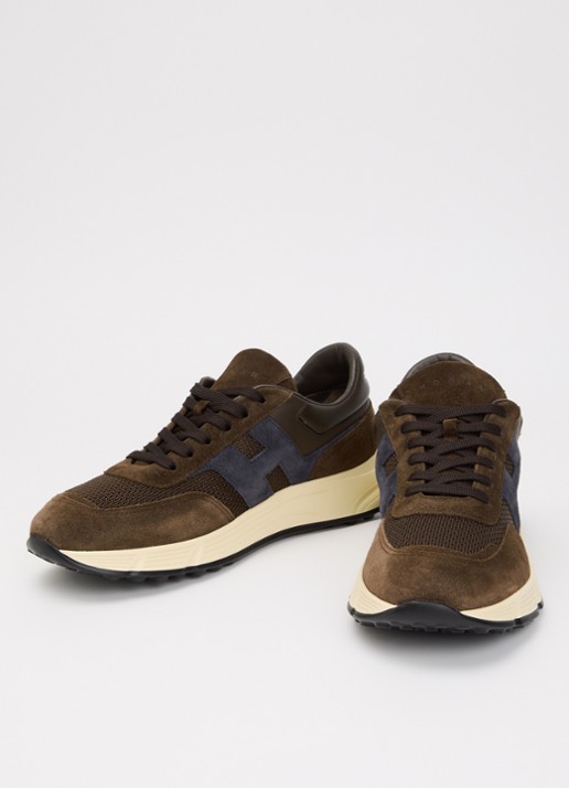 Hogan Heren Hyperlight sneaker met suède details in de kleur Bruin, maat: 44
