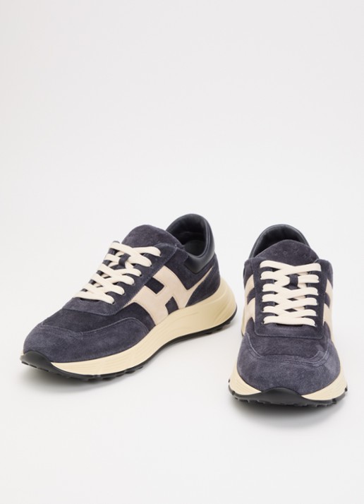 Hogan Heren Hyperlight sneaker van suède met details van leer in de kleur Donkerblauw, maat: 42