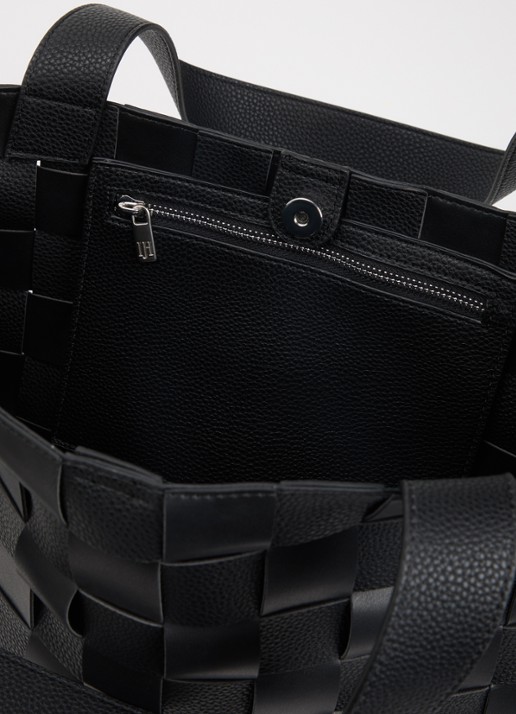 Ilse Jacobsen Dames Shopper met gevlochten detail in de kleur Zwart