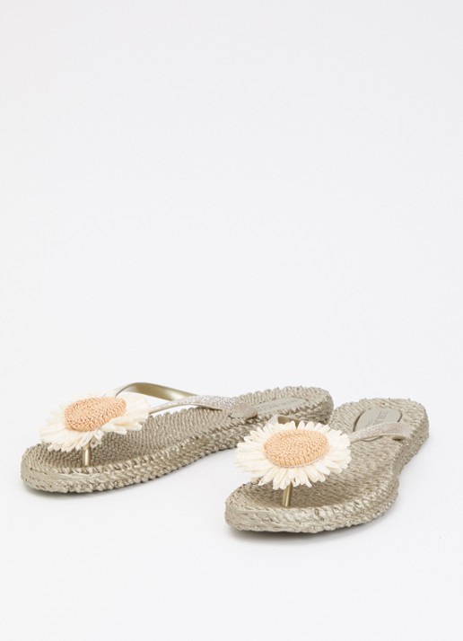 Ilse Jacobsen Dames Slippers met glitter en applicatie in de kleur Donkerbeige