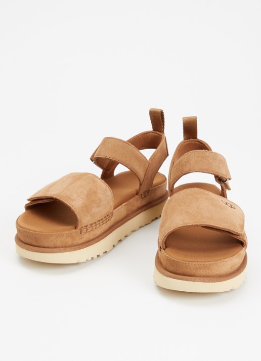 UGG Dames Goldenstar sandaal van suède in de kleur Kastanjebruin, maat: 40