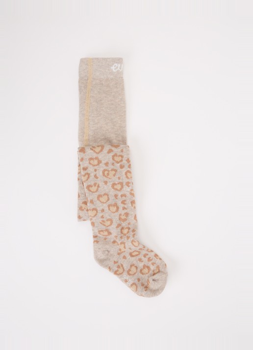 Ewers Meisjes Maillot in katoenblend met panterprint in de kleur Donkerbeige, maat: 152