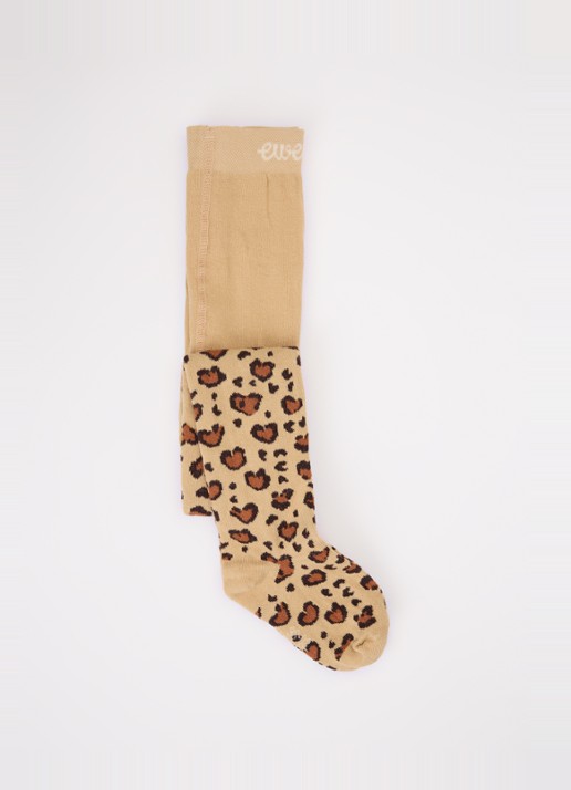 Ewers Meisjes Maillot in katoenblend met panterprint in de kleur Camel, maat: 152
