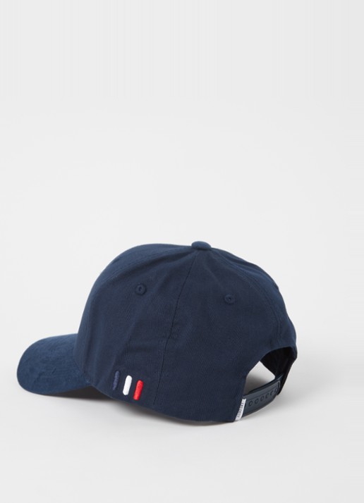 Les Deux Heren Pet met suède detail en logoborduring in de kleur Donkerblauw, maat: One Size