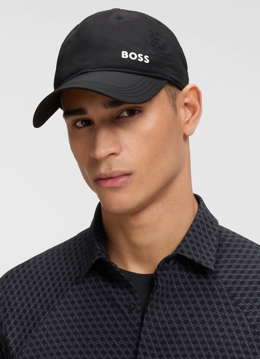 BOSS Heren Pet met logo en uv-bescherming in de kleur Zwart