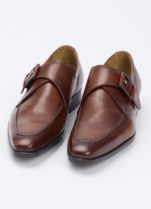 Giorgio Heren Gespschoen van leer in de kleur Cognac, maat: 41