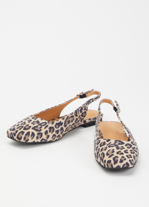 Sofie Schnoor Dames Nicole slingback van leer met panterprint in de kleur Beige