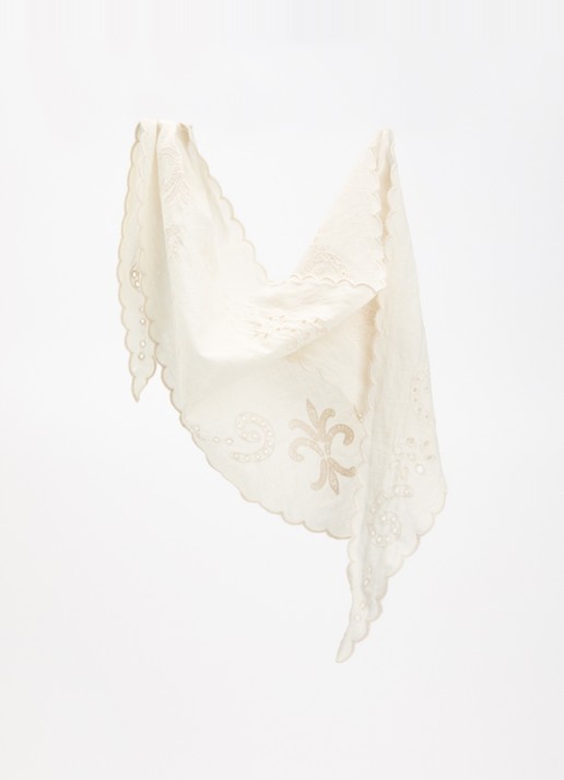 Sofie Schnoor Dames Tea sjaal met broderie 110 x 30 cm in de kleur Creme