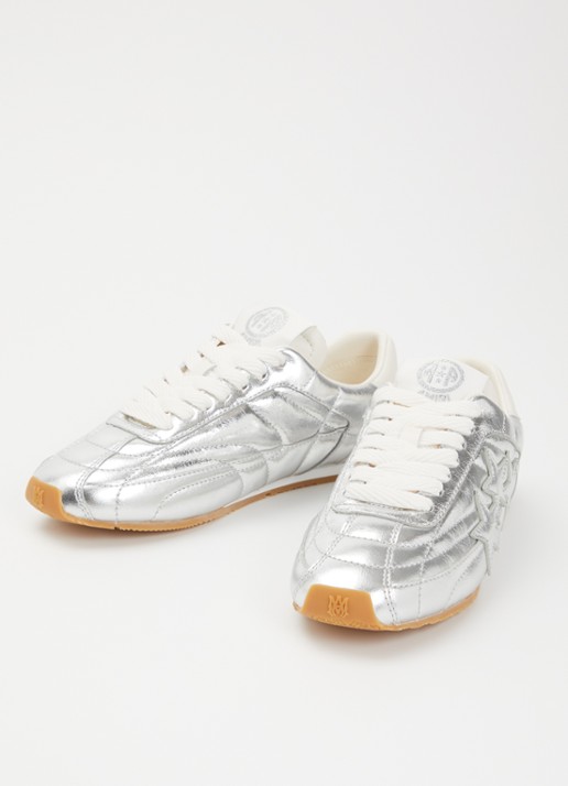 AMIRI Dames Pacific Football Slim sneaker van leer met metallic finish in de kleur Zilver, maat: 39