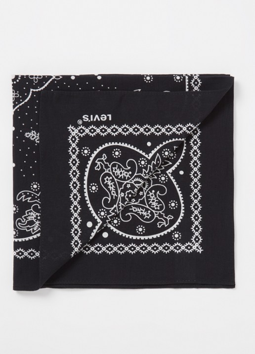 Levi's Heren Sjaal met paisley dessin 50 x 50 cm in de kleur Zwart