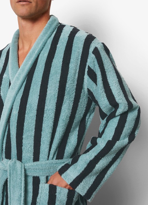 Marc O'Polo Heren Heritage badjas van katoen in de kleur Aquablauw, maat: XL