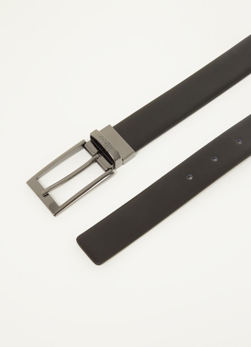 HUGO Heren Elvio reversible riem van leer in de kleur Zwart