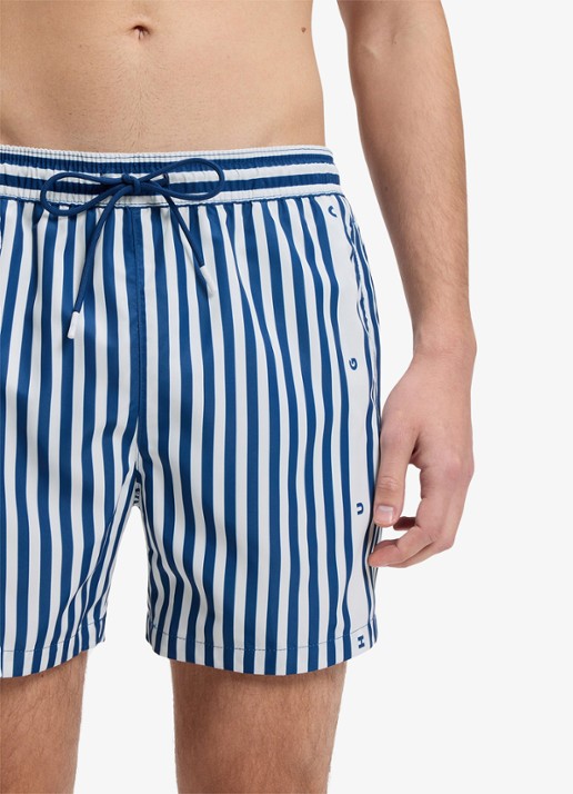 HUGO Heren Zwemshort met streepprint in de kleur Blauw
