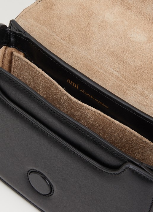 AMI Paris Dames Paris Paris handtas van leer met logo en afneembare schouderriem in de kleur Zwart, maat: ONE SIZE
