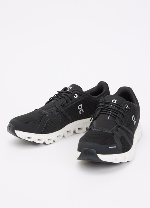 On Dames Cloud 6 sneaker met gebreid bovenwerk in de kleur Zwart, maat: 36