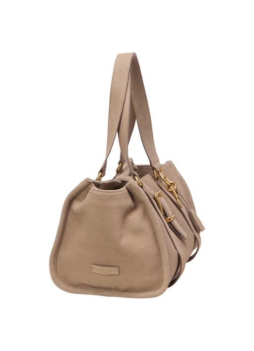 Marc O'Polo Denim Dames Handtas van suède met gespdetail in de kleur Beige