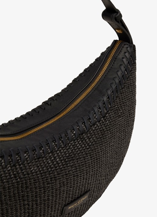 Marc O'Polo Dames Schoudertas met details van leer in de kleur Black / Zwart