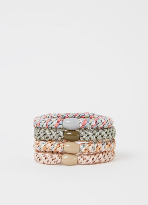 Bon Dep Meisjes Kknekki gevlochten haarelastiekjes met lurex in 4-pack in de kleur Multicolor, maat: ONE SIZE