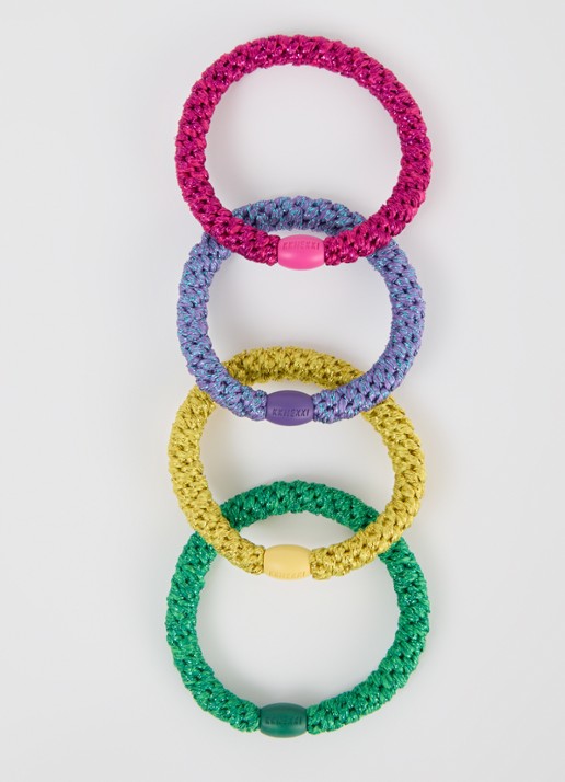 Bon Dep Gevlochten haarelastiekjes in 4-pack in de kleur Fuchsia, maat: 1MAAT