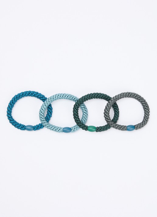 Bon Dep Bundle 50 gevlochten haarelastiekjes in 4-pack in de kleur Blauw, maat: 90