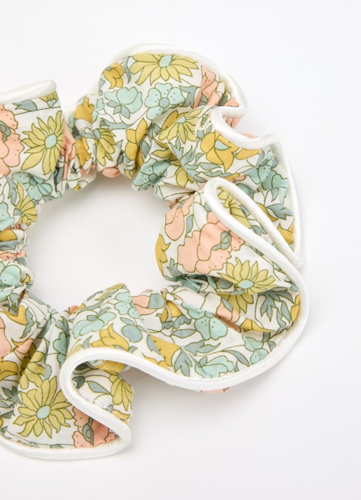 Bon Dep Meisjes Scrunchie met bloemenprint in de kleur Groen, maat: OS