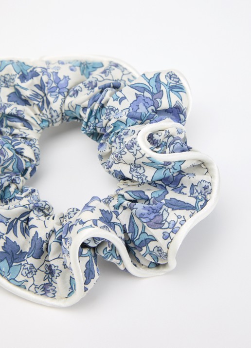 Bon Dep Meisjes Scrunchie met bloemenprint in de kleur Blauw, maat: OS