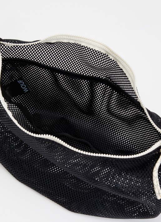 Wouf Dames Onyx Large crossbodytas van mesh met logo in de kleur Antraciet, maat: 1sz
