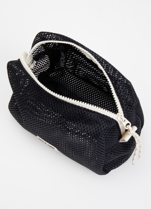 Wouf Onyx toilettas van mesh met logo Zwart