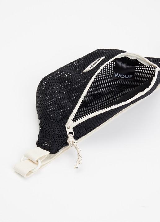Wouf Dames Onyx heuptas van mesh met logo in de kleur Zwart, maat: 1sz
