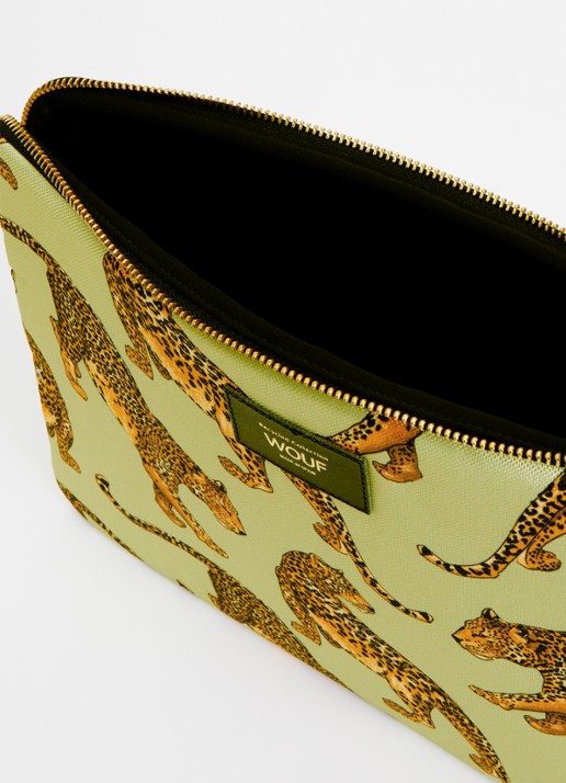 Wouf Avo Leopard laptophoes 13 en 14 inch met print Lindegroen - Deal