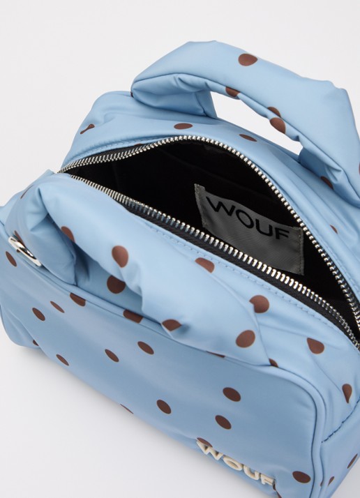 Wouf Dames Polka handtas met stippenprint en afneembare schouderriem in de kleur Lichtblauw, maat: 1maat